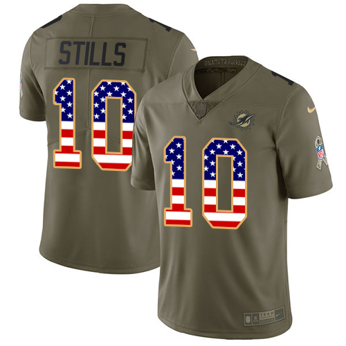 Nike Miami Dolphins #10 Kenny Stills Olive USA Flag Men Stitched NFL Limited 2017 Salute To Service Jersey